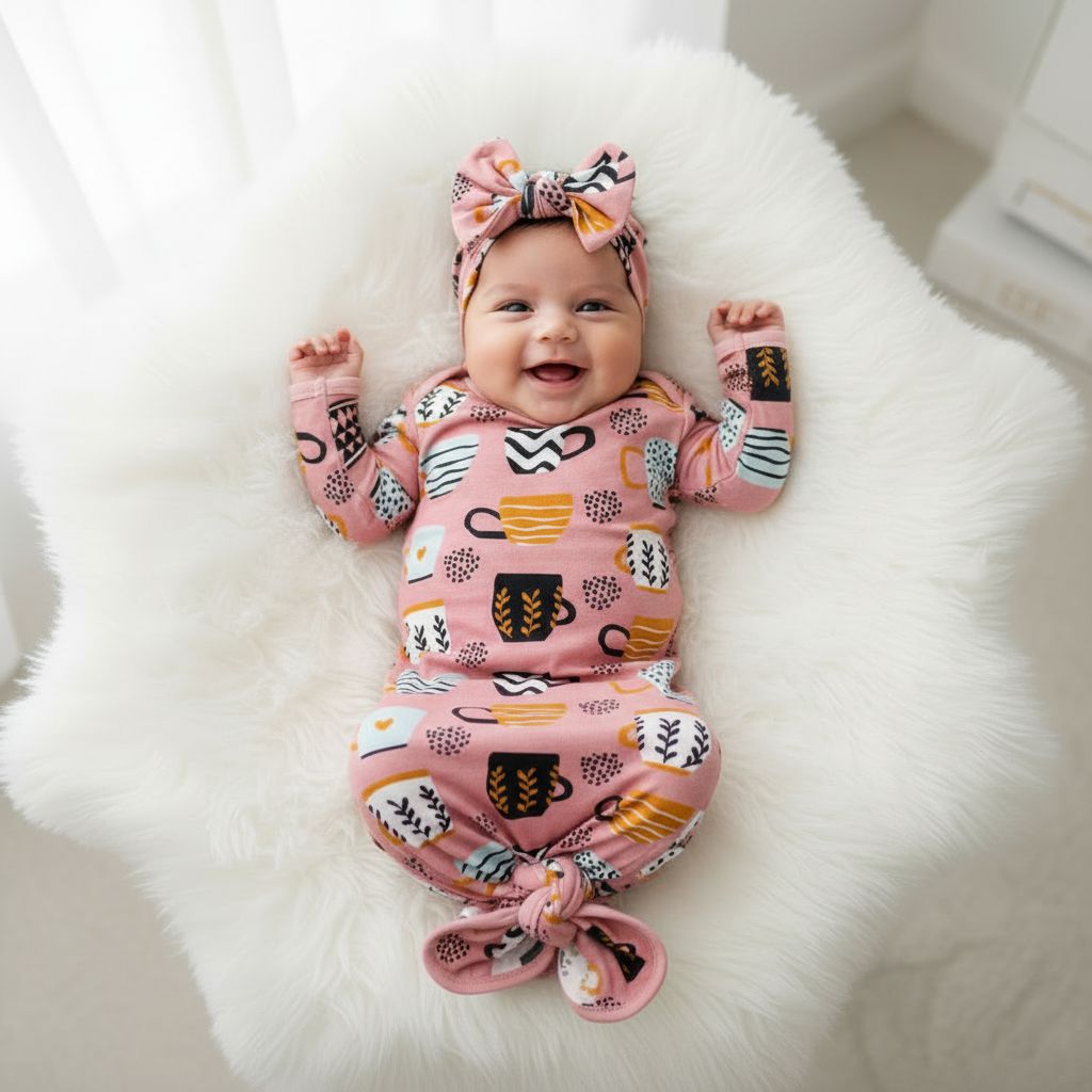 Cocolove Newborn Baby Toffee Knot Gown Bodysuit