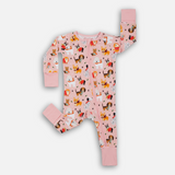 Puppy Love Pink Long Sleeves Zipper Romper For Baby