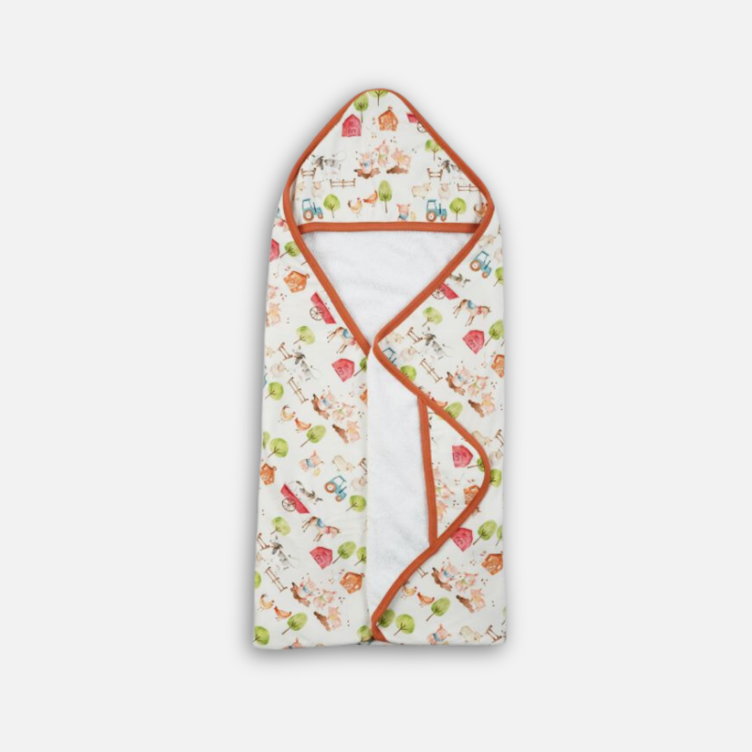 Farm Buddies Bamboo Baby Boy Hooded Towel