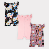 Blackrose & Signature Pink & Cocolove Half Sleeves Zipper Rompers combo