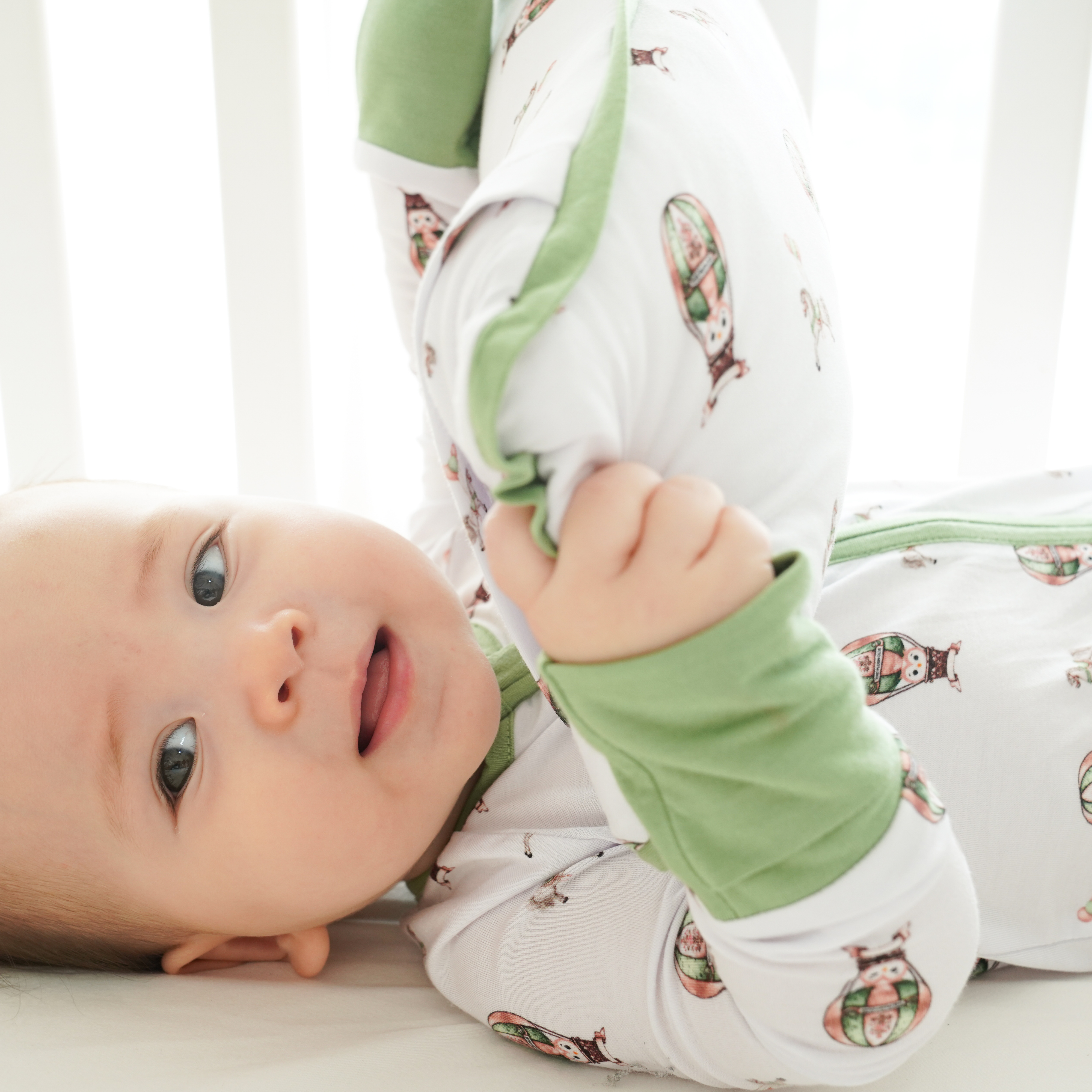 Owl Voyage onesie, swaddle and pillow combo