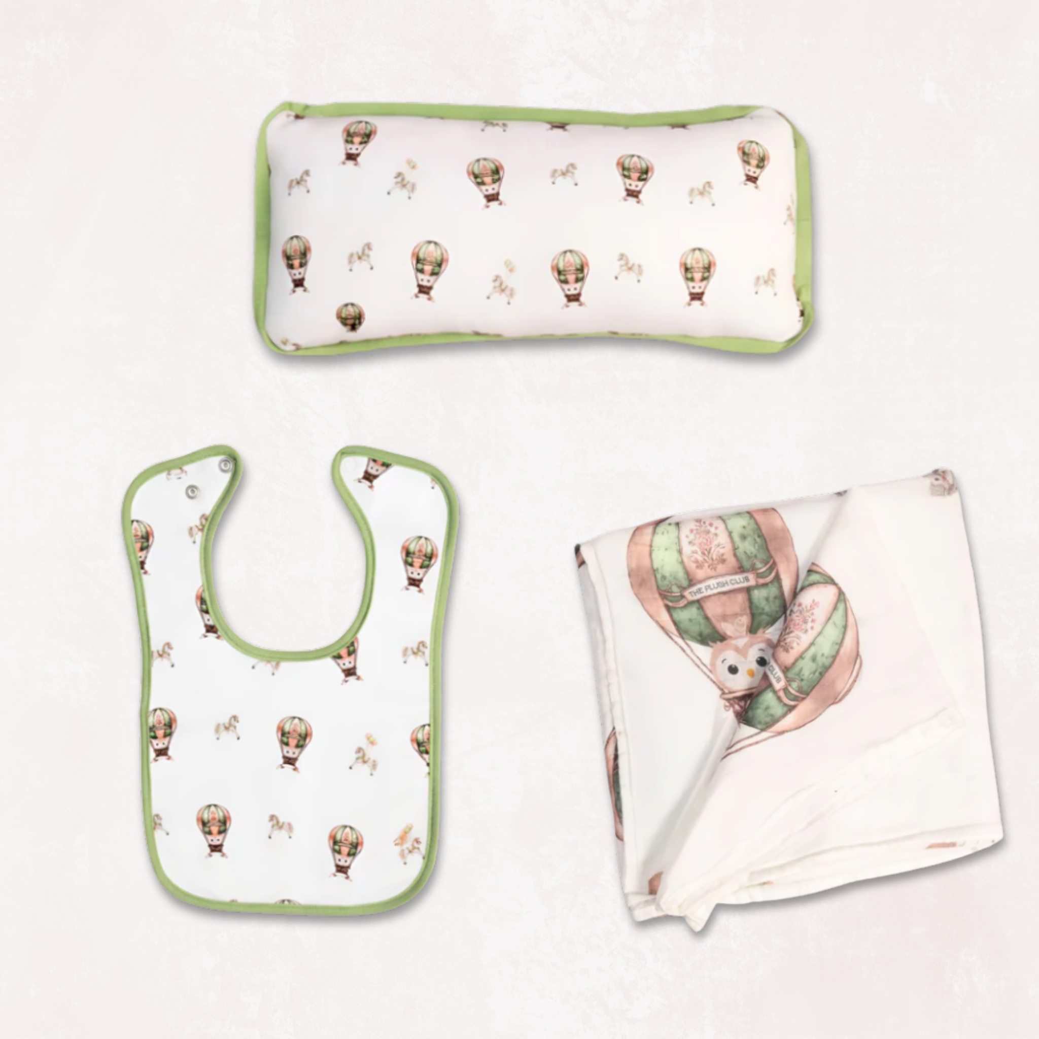 Owl Voyage Swaadle, Bib and Pillow Combo