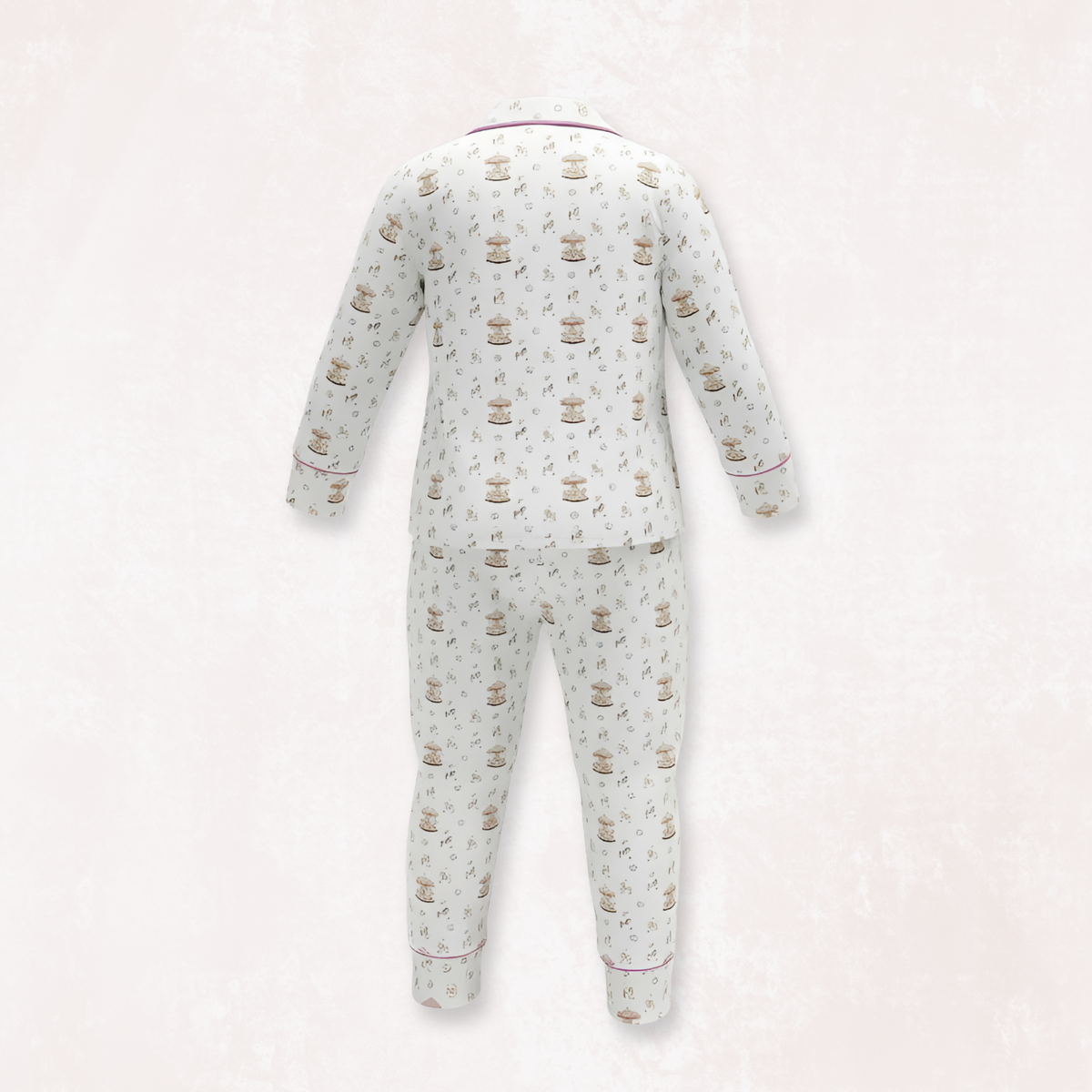Carousel Rose Adult PJ and Blue Long Selvees Zipper