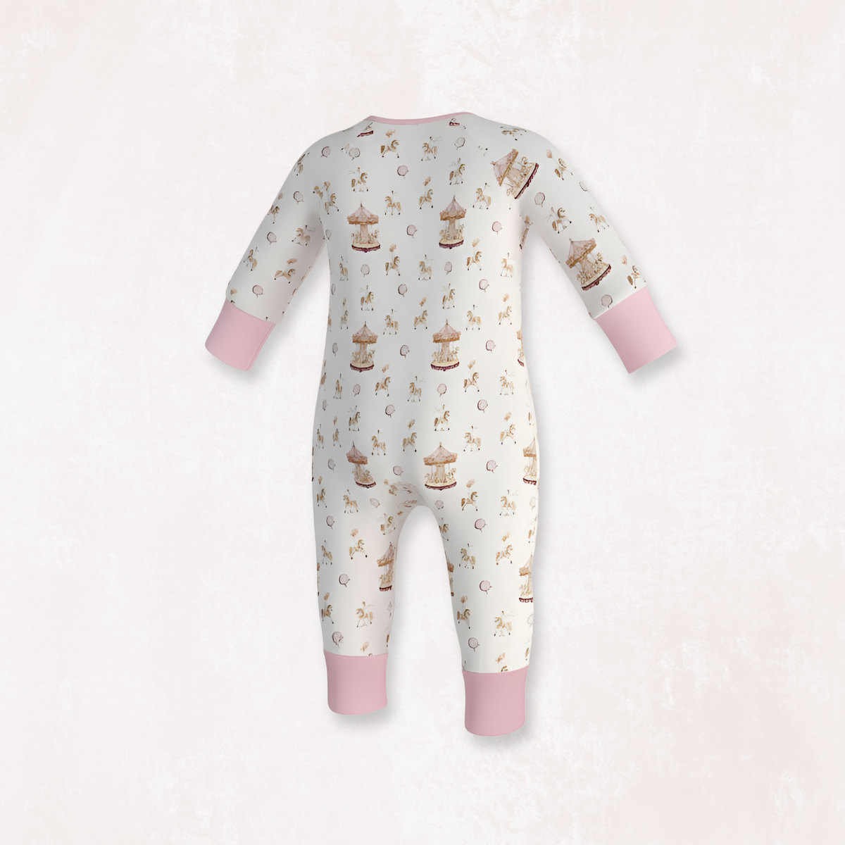 Carousel Blue and Rose Long selvees Zipper Combo