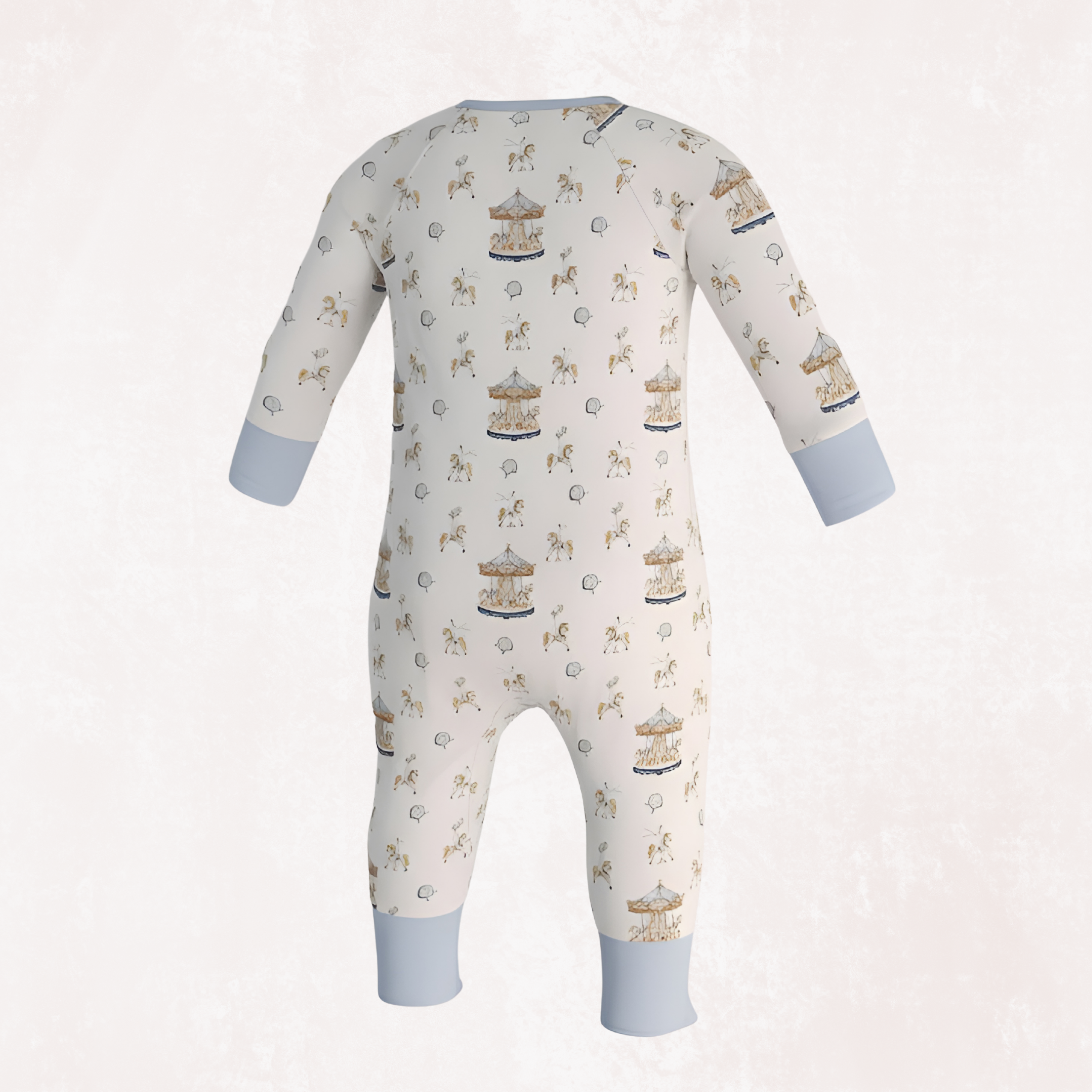 Carousel Blue and Rose Long selvees Zipper Combo