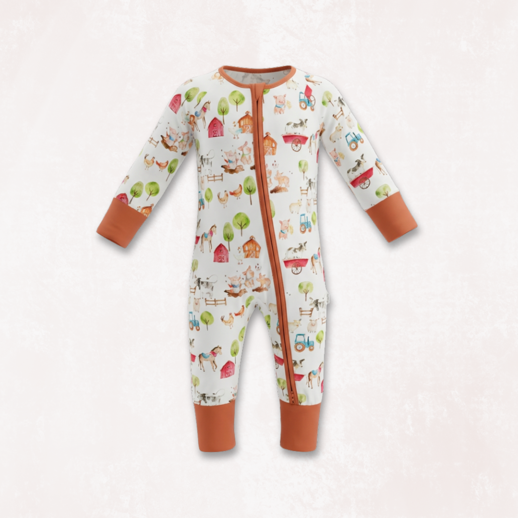 Farm Buddies Long Sleeves Zipper Romper For Baby