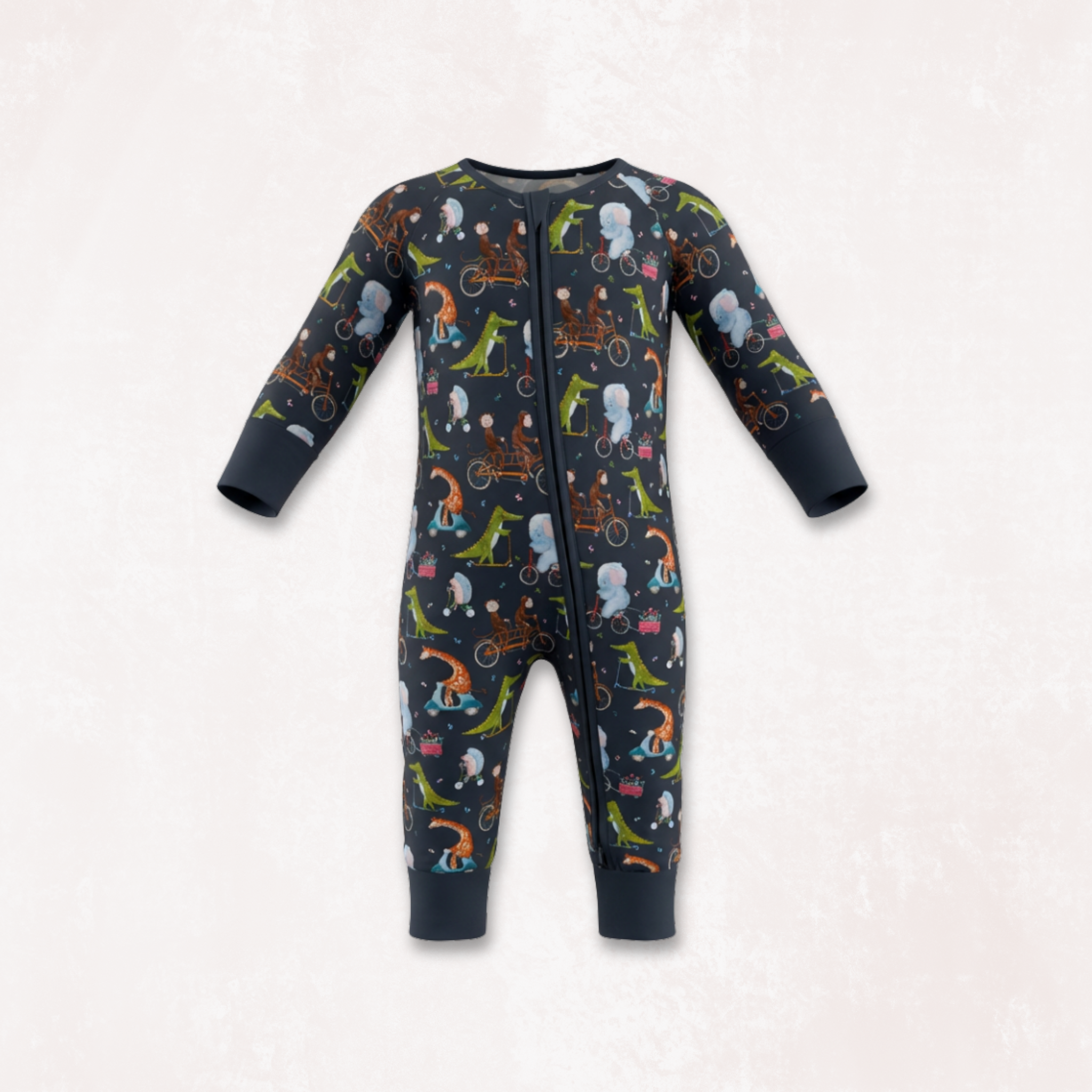 Cycle Safari Long Sleeves Zipper Romper For Baby
