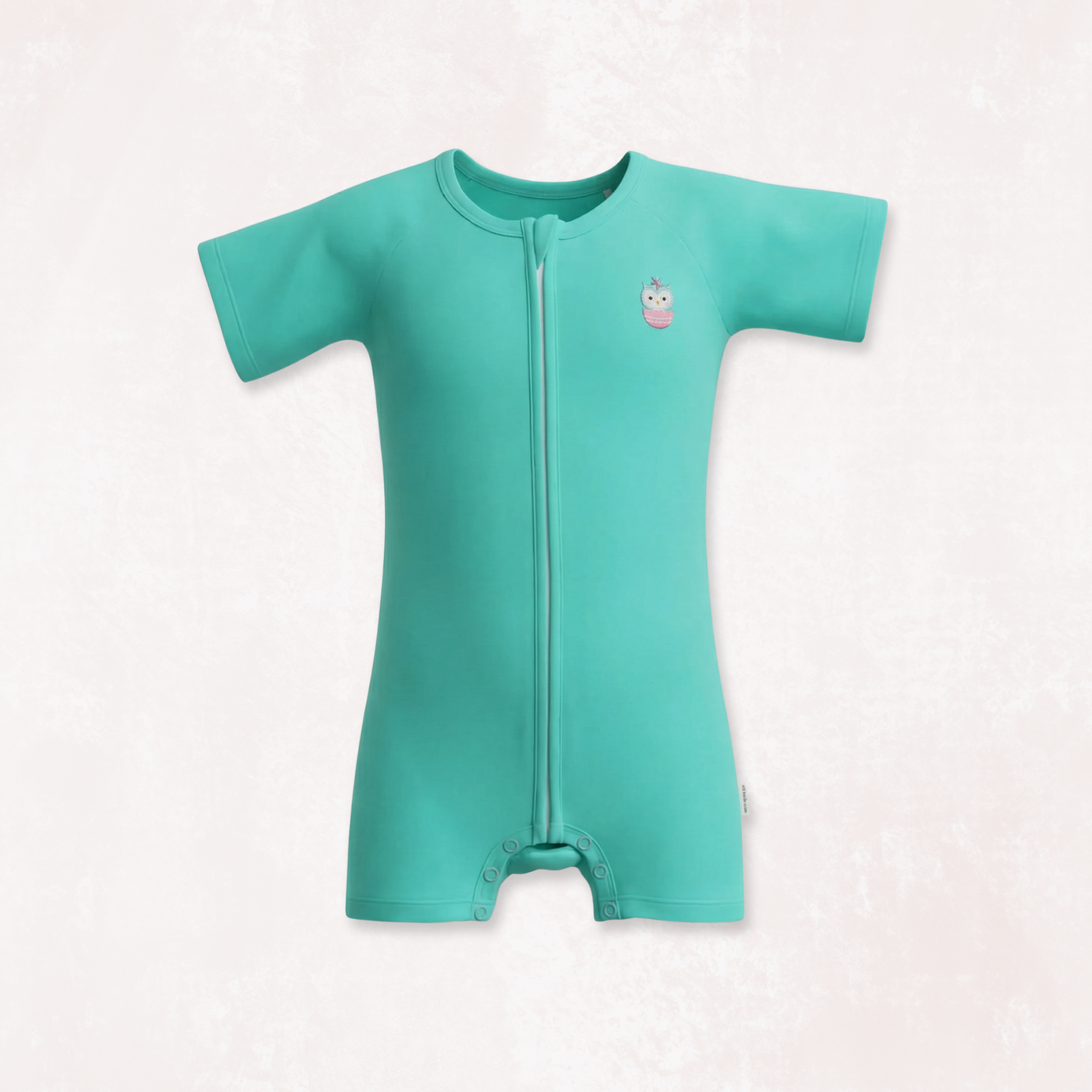Signature Half Sleeves Zipper Romper For Baby (Aqua Blue)