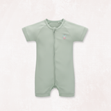 Signature Half Sleeves Zipper Romper For Baby (Mint Green)