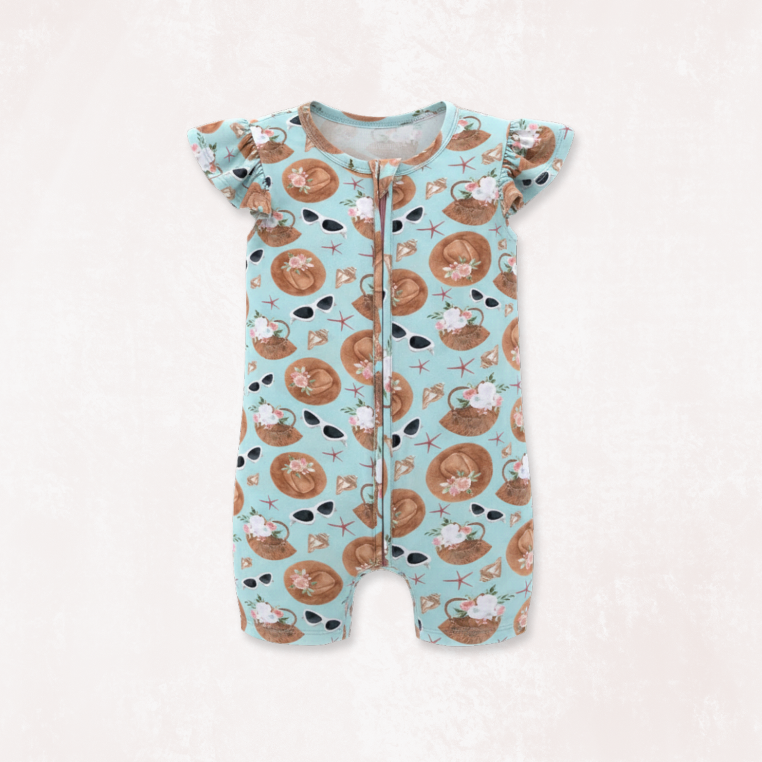 Hamptons Half Sleeves Zipper Romper For Baby