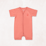 Copper Kiss Half Sleeves Zipper Romper For Baby