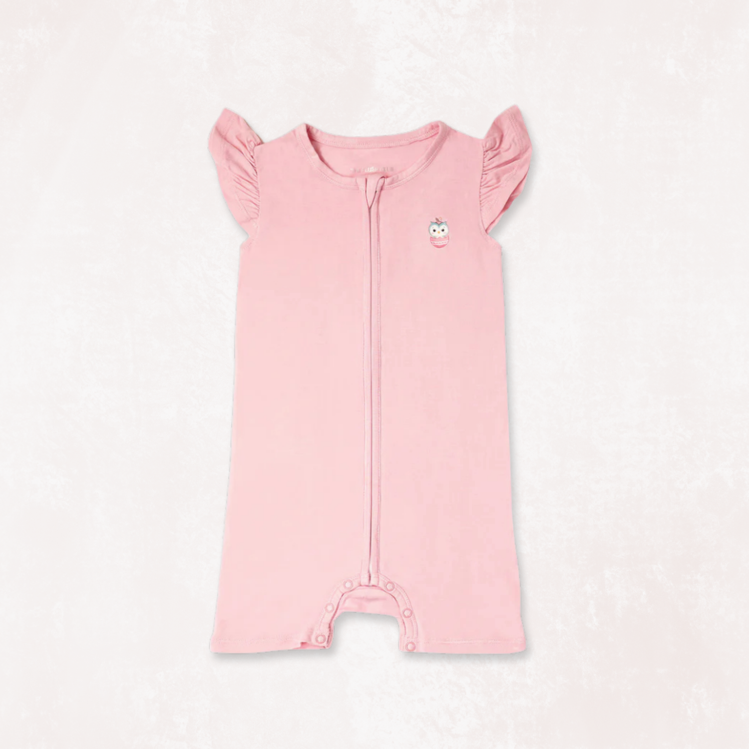 Signature Half Sleeves Zipper Romper For Baby (Baby Pink)
