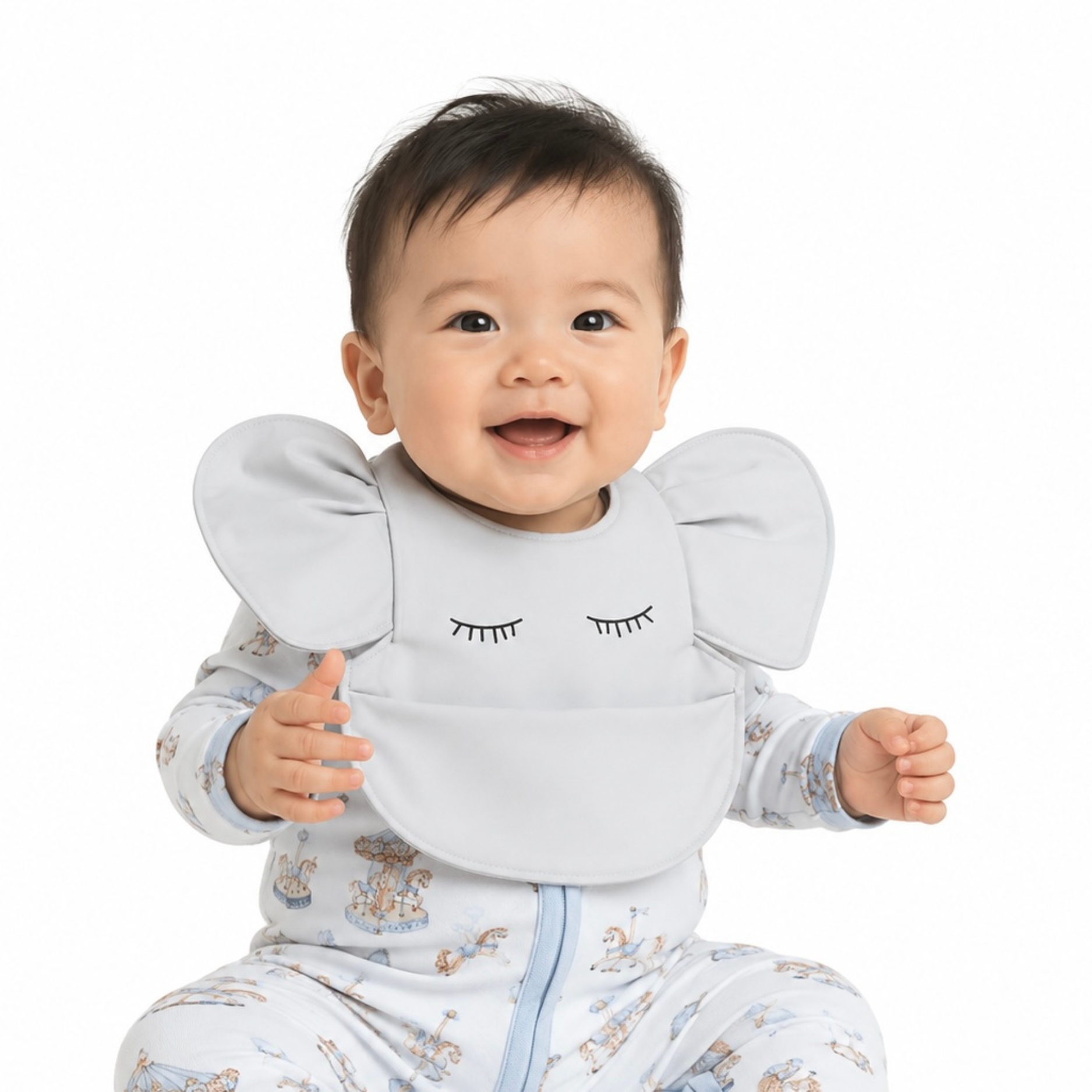 Sleepy Elephant Waterproof Feeding Bib