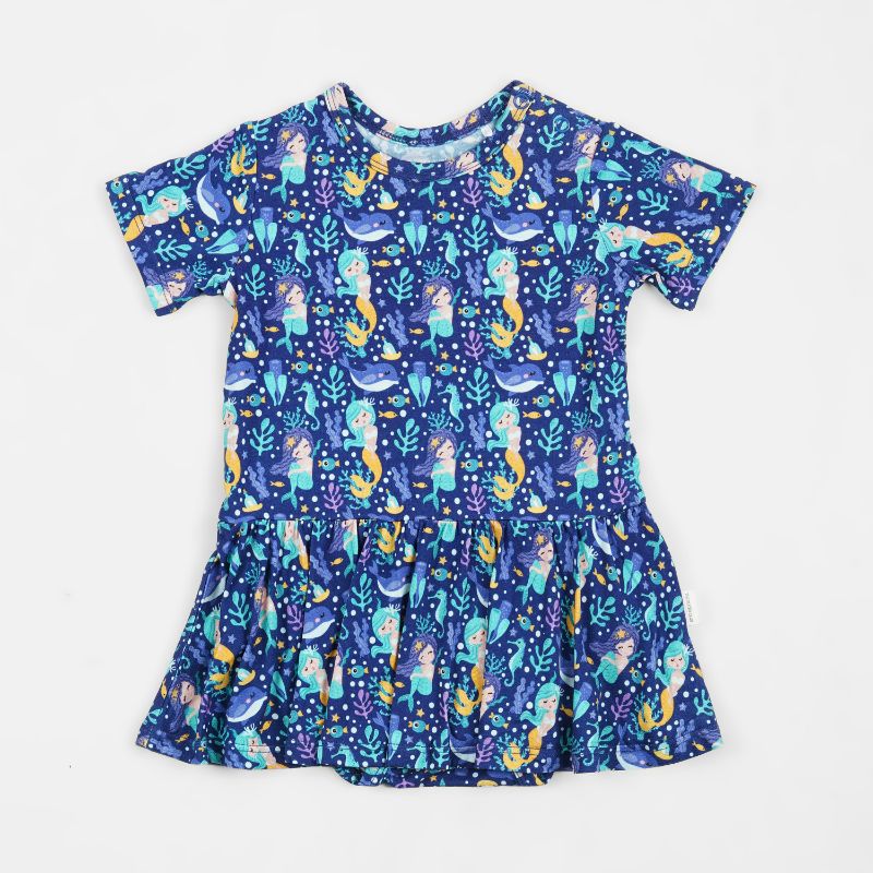 Mermaid Dreams Bodysuit Twirl Baby Girl Dress