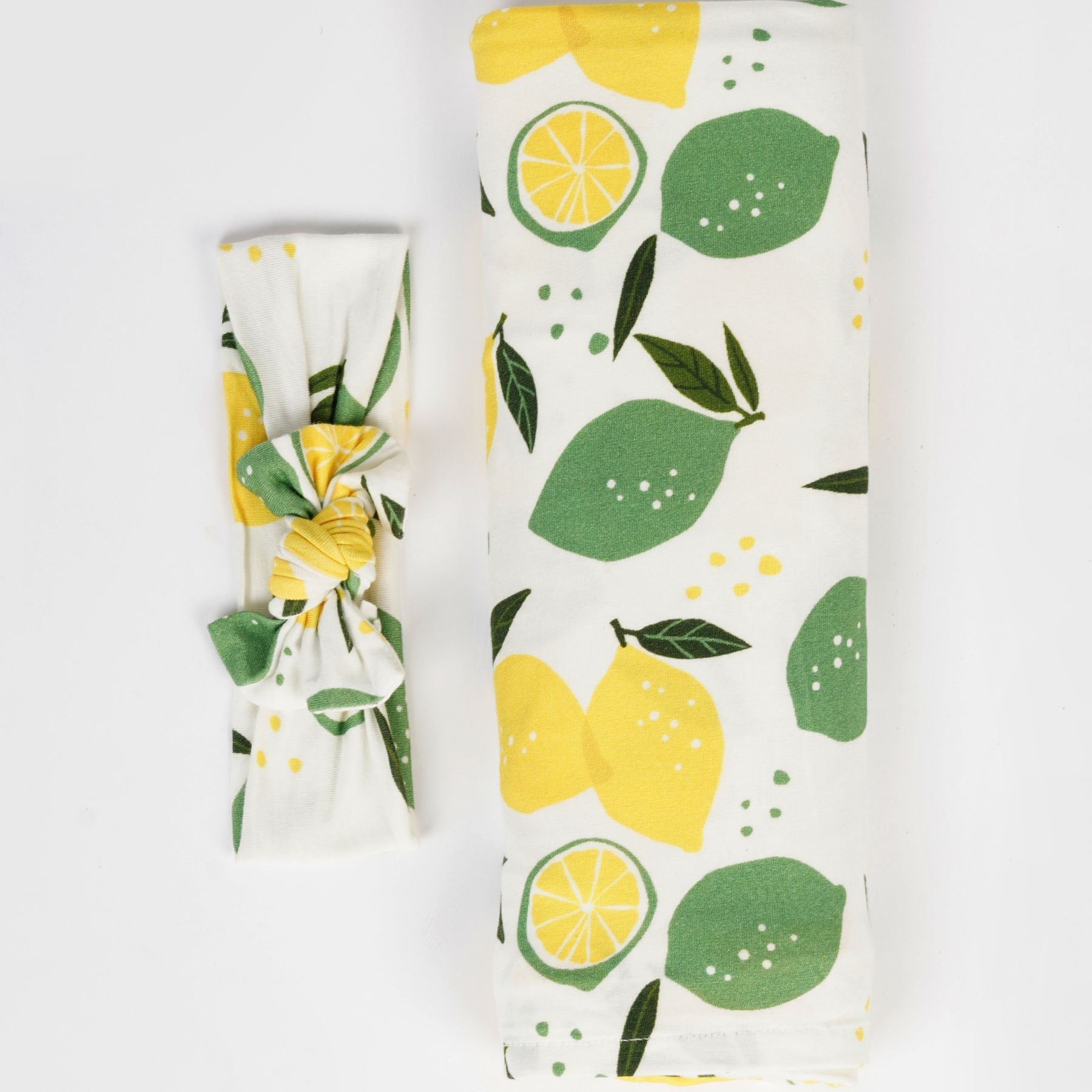 Lemon Angel Newborn Swaddle Blanket and Headband Set