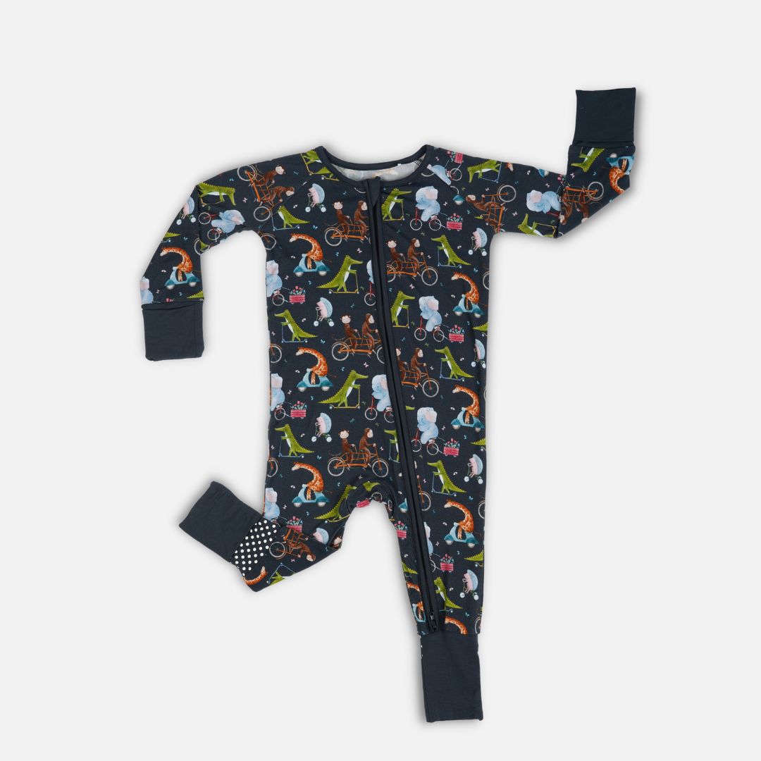 Cycle Safari Long Sleeves Zipper Romper For Baby