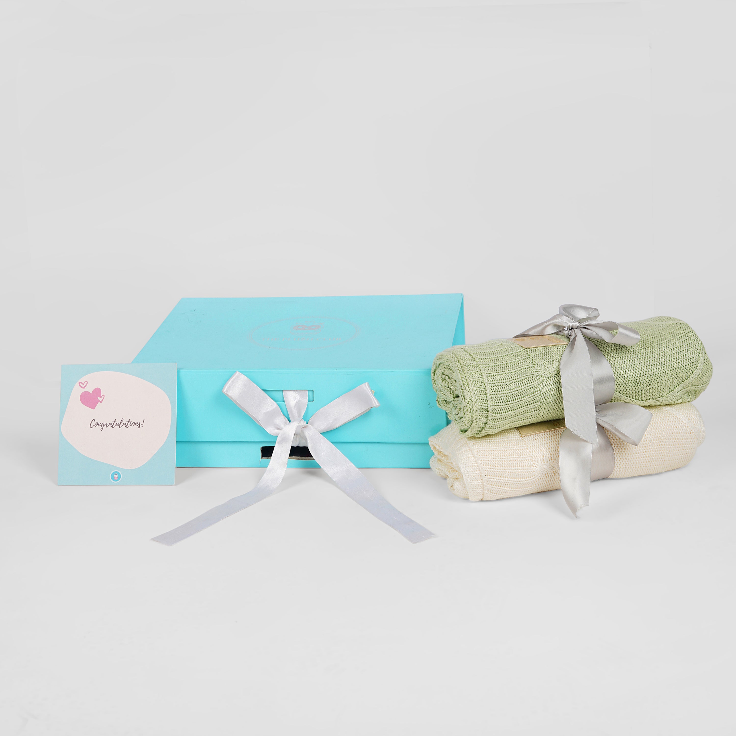 Organic Bamboo Gender Neutral Baby Blanket Duo Set - Green