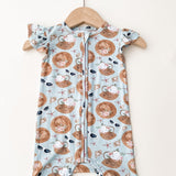 Hamptons Half Sleeves Zipper Romper For Baby