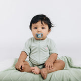 Signature Half Sleeves Zipper Romper For Baby (Mint Green)