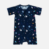 Rocketship Half Sleeves Zipper Romper For Baby