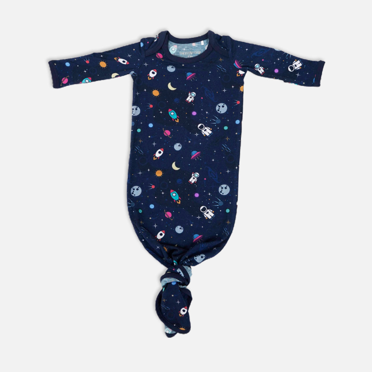 Rocketship Newborn Baby Toffee Knot Gown Bodysuit