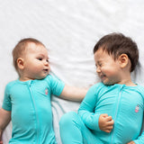 Signature Long Sleeves Zipper Romper  For Baby (Aqua Blue)