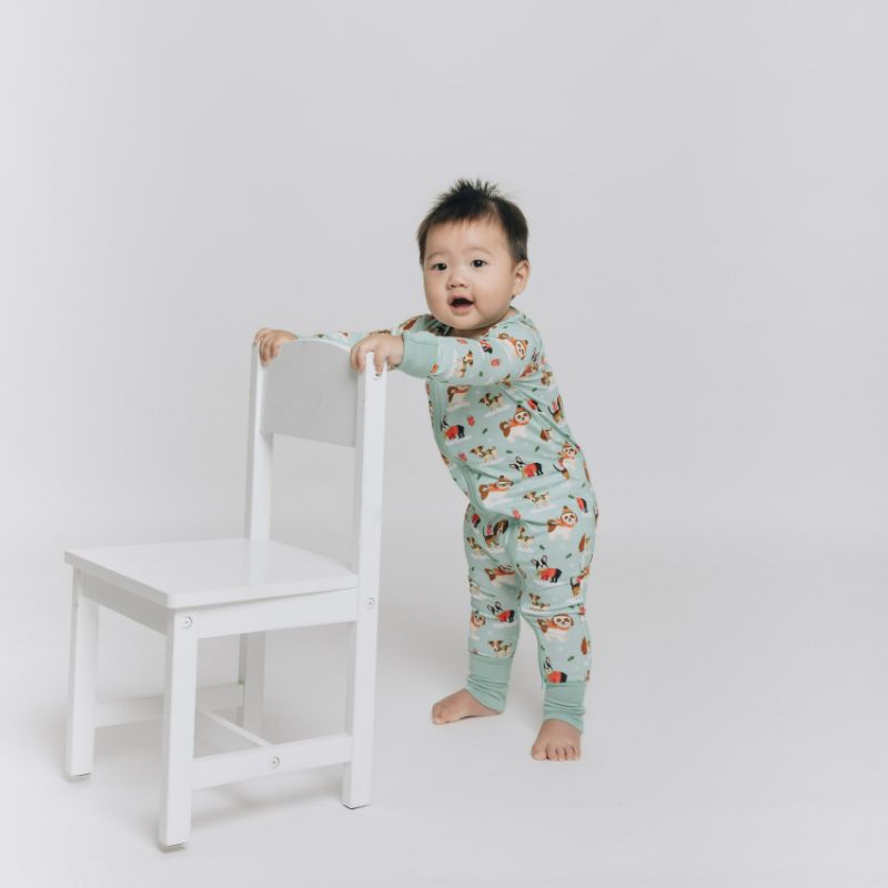 Puppy Love Blue Long Sleeves Zipper Romper For Baby