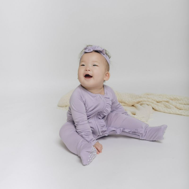 Lilac Blossom Long Sleeves Zipper Romper For Baby