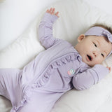 Lilac Blossom Long Sleeves Zipper Romper For Baby