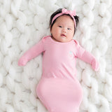 Signature Newborn Baby Toffee Knot Gown Bodysuit (Baby Pink)