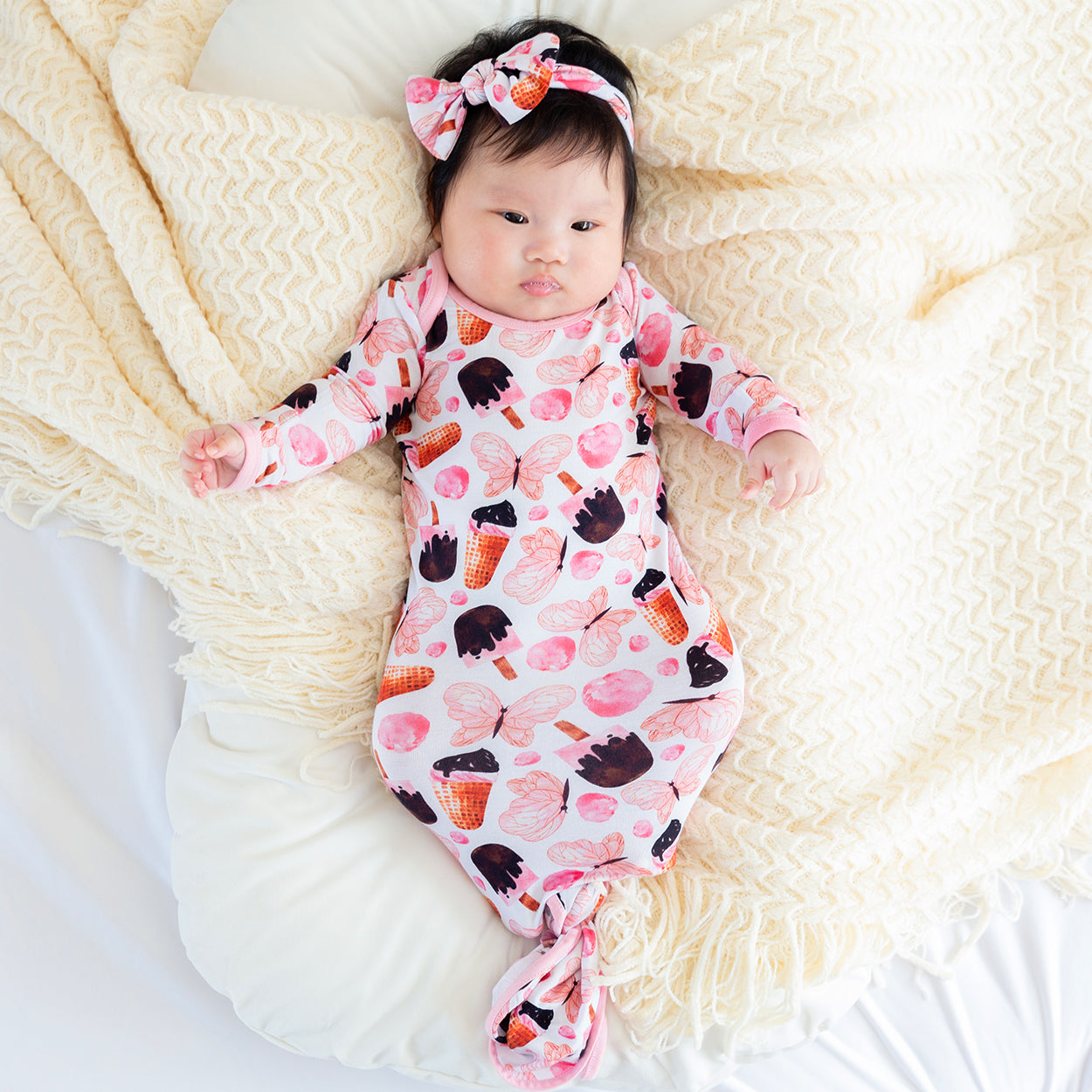 Butterchoc Newborn Baby Toffee Knot Gown Bodysuit