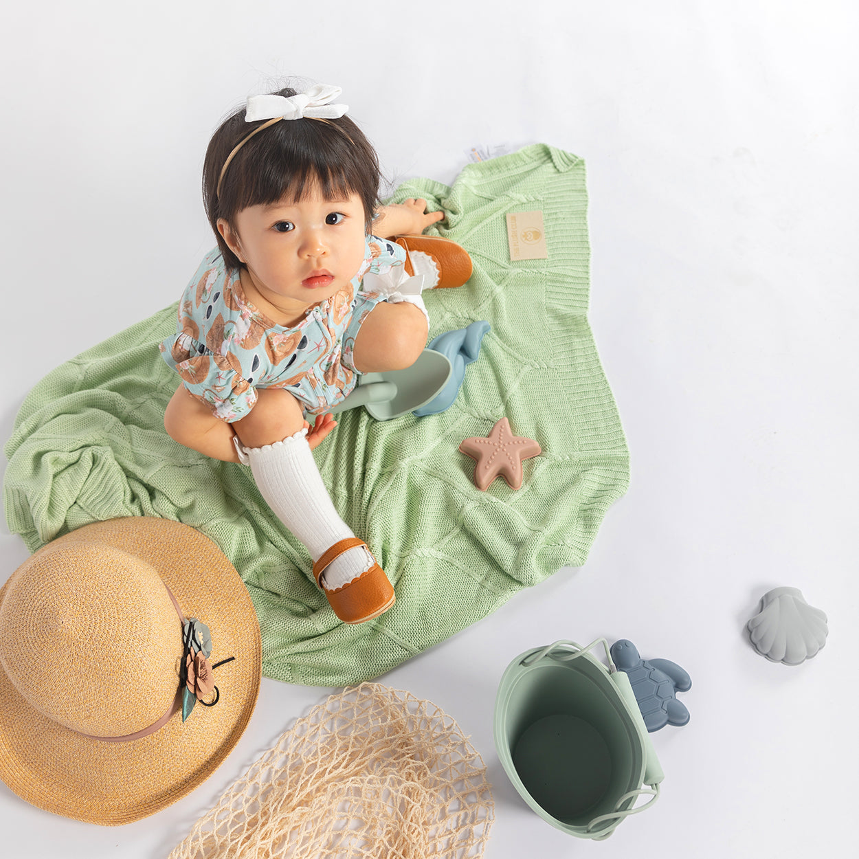 Pistachio Organic Bamboo Knit Blanket For Baby