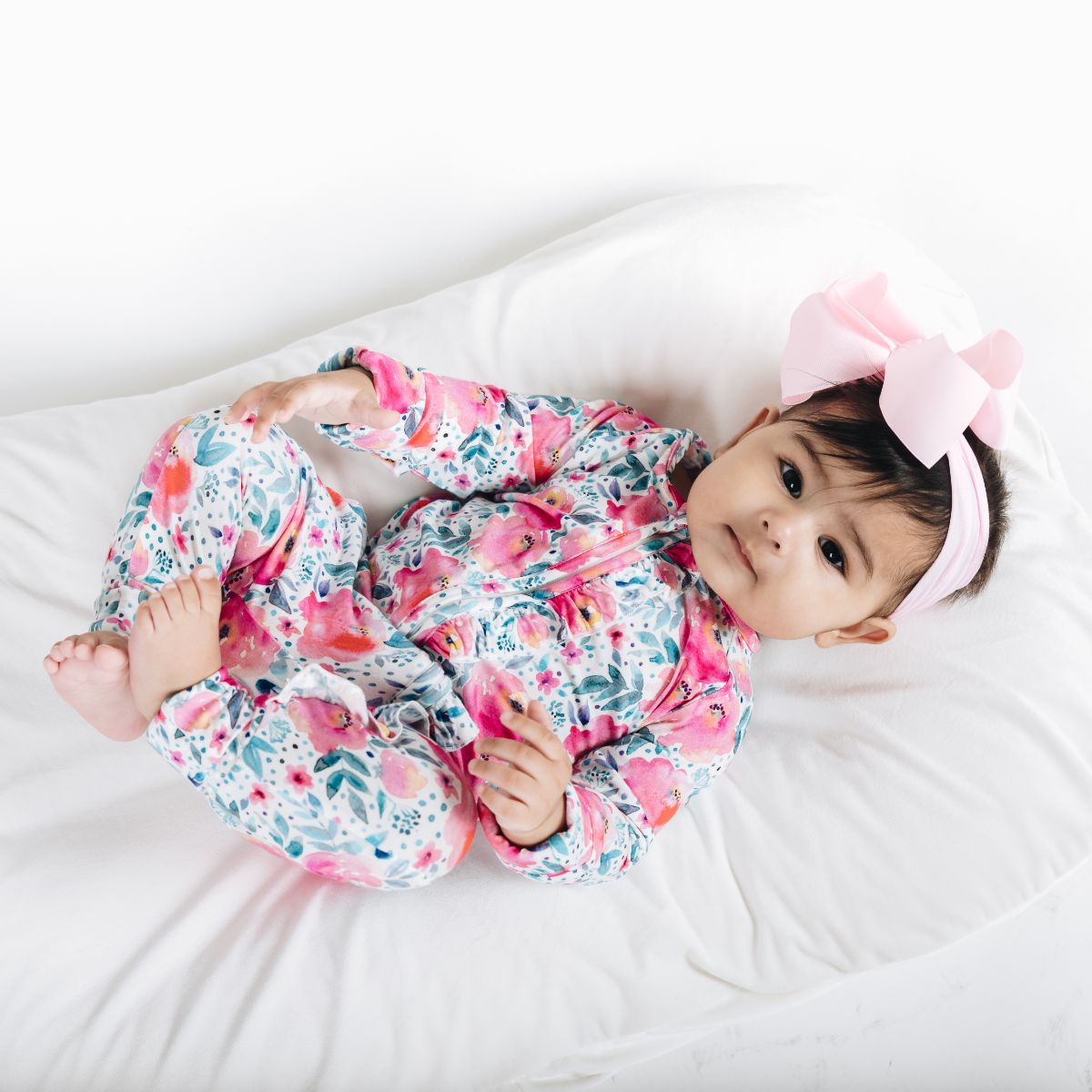 Pink Rose Long Sleeves Zipper Romper For Baby