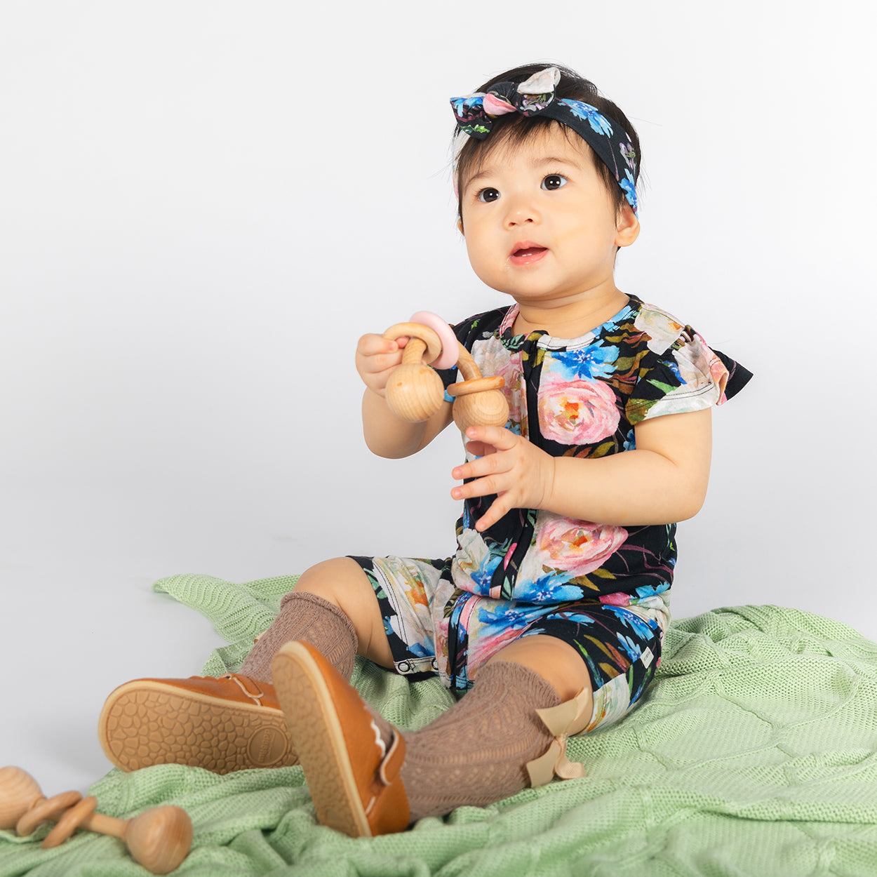 Pistachio Organic Bamboo Knit Blanket For Baby