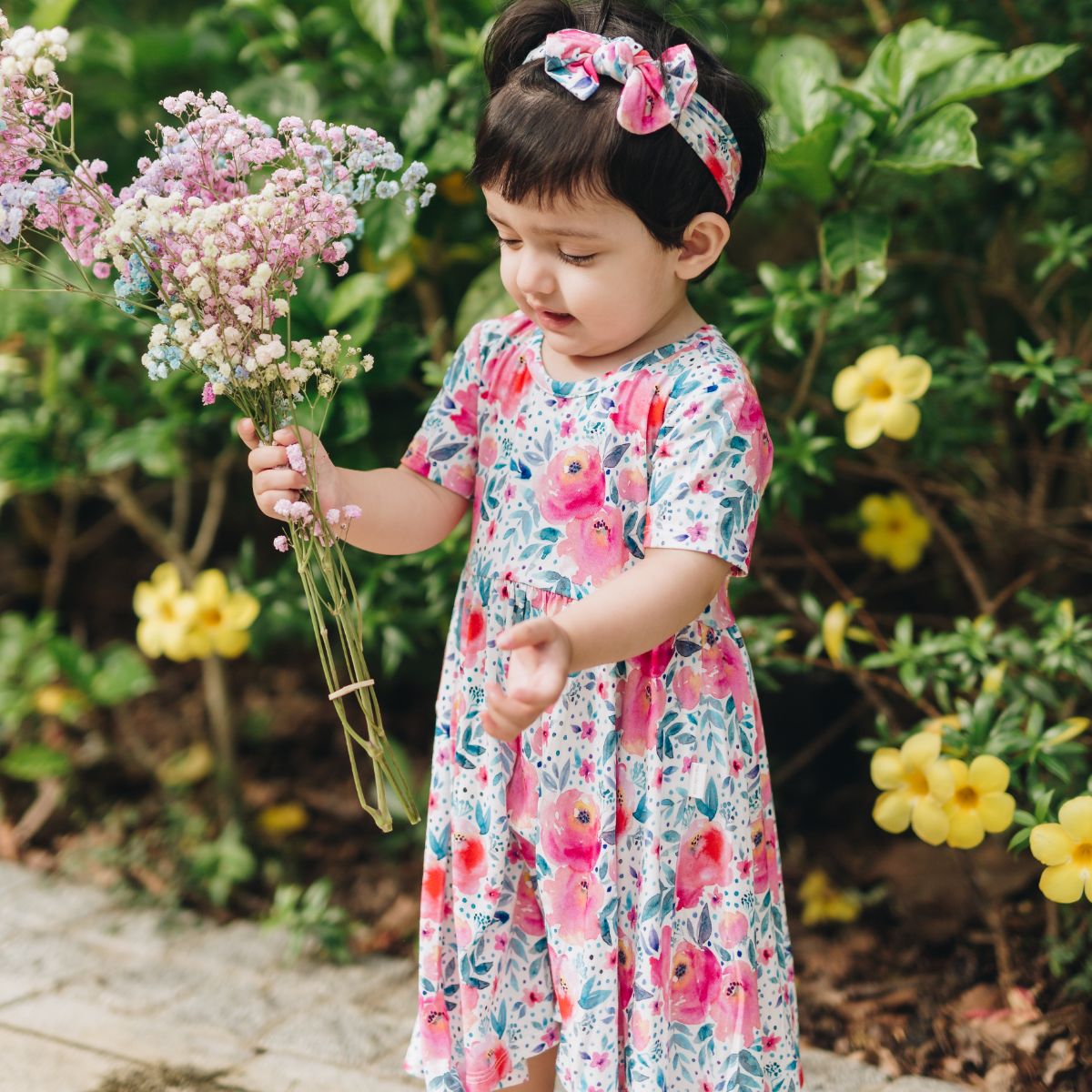 Pink Rose Bodysuit Twirl Baby Girl Dress