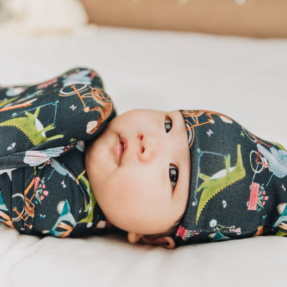 Cycle Safari Swaddle Blanket and Hat Set