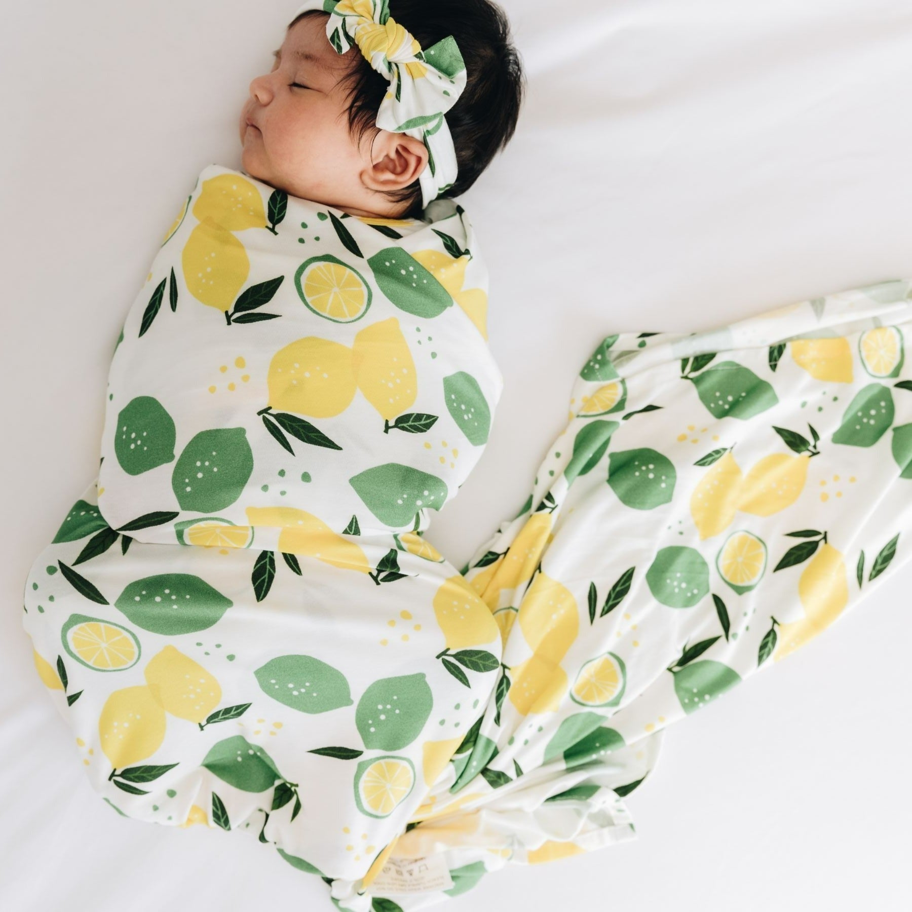 Lemon Angel Newborn Swaddle Blanket and Headband Set