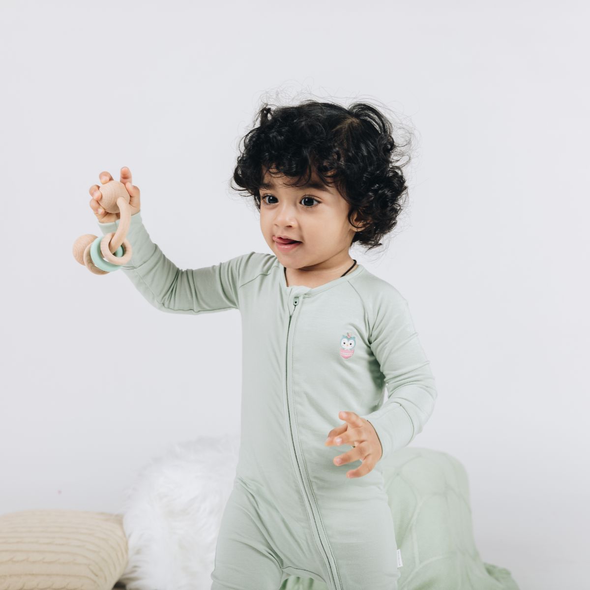 Signature Long Sleeves Zipper Romper For Baby (Mint Green)