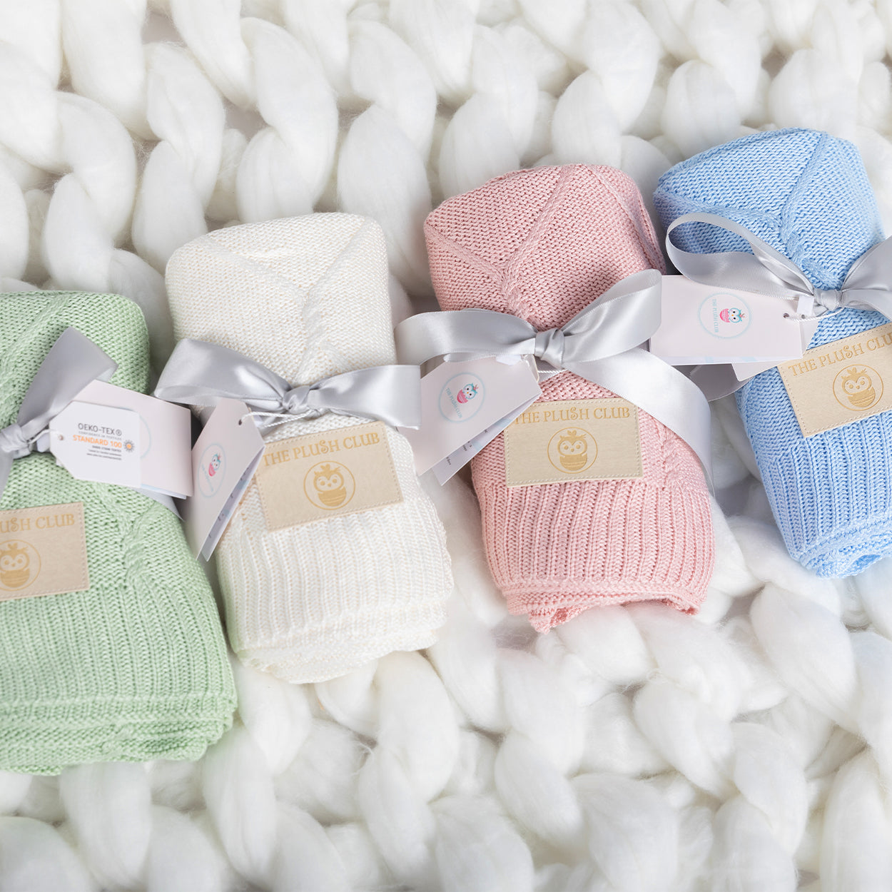 Ice Blue Organic Bamboo Knit Blanket For Baby
