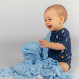 Organic Bamboo Baby Boy Blanket Duo Set - Blue