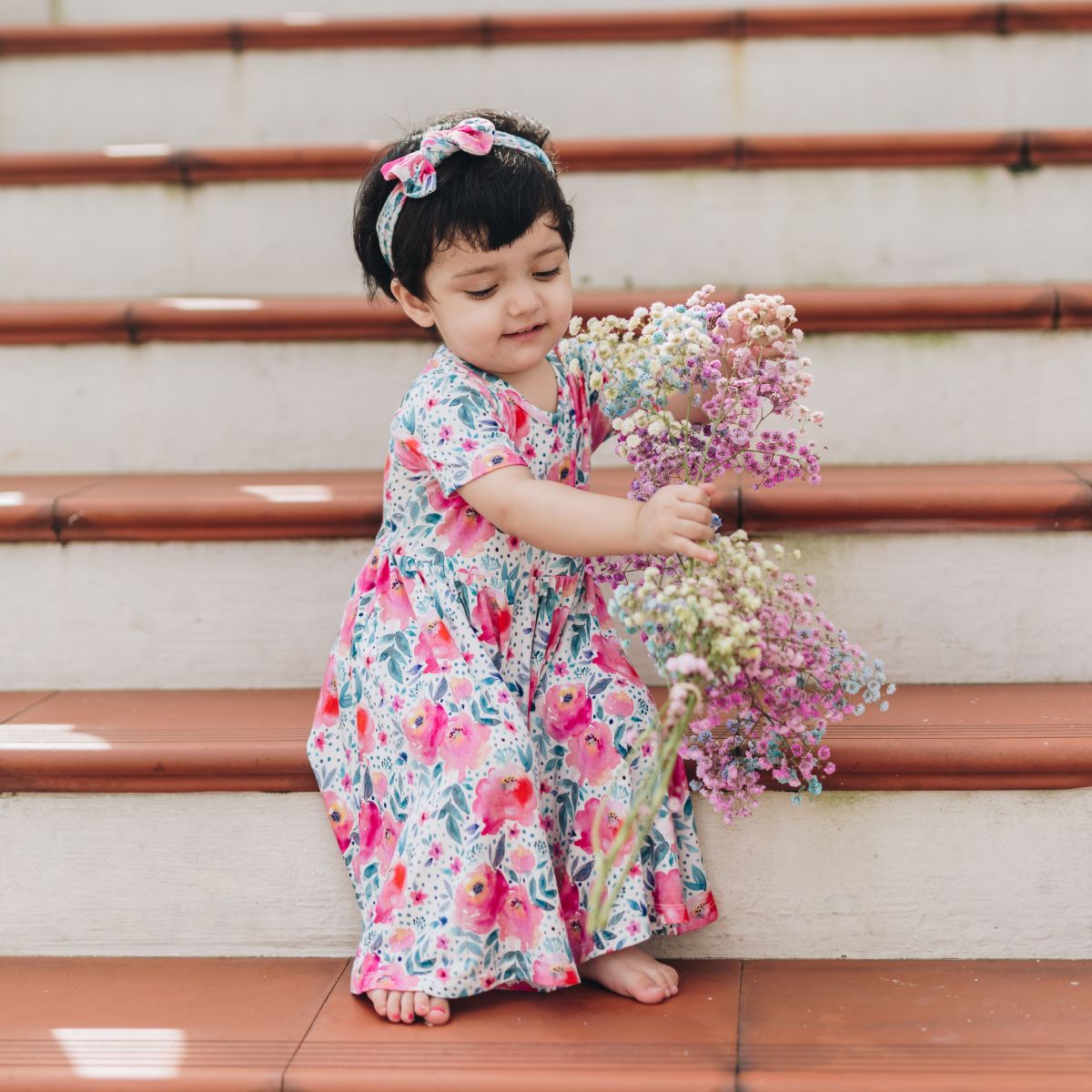 Pink Rose Bodysuit Twirl Baby Girl Dress