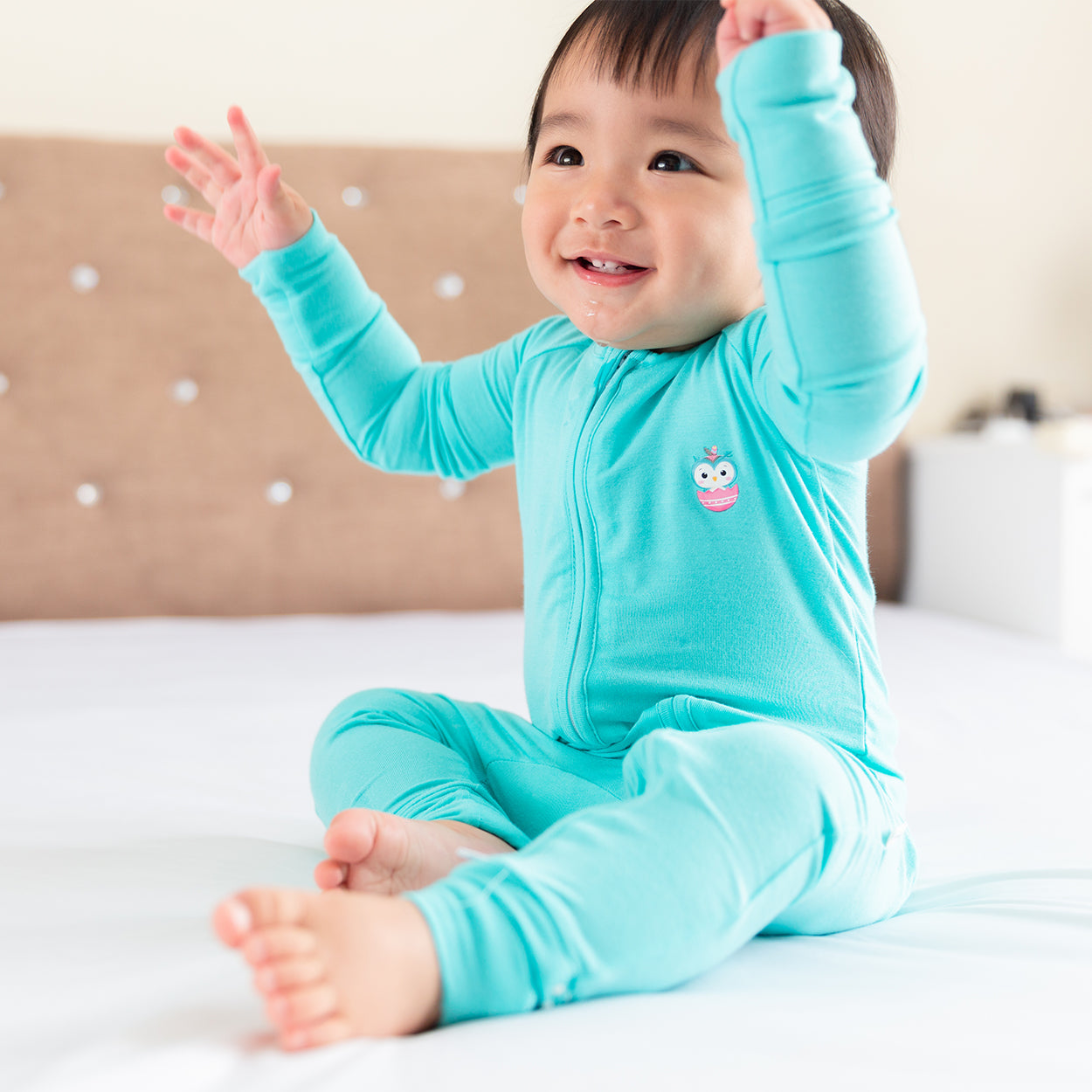 Signature Long Sleeves Zipper Romper For Baby (Aqua Blue)