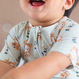 Monkute Half Sleeves Zipper Romper For Baby