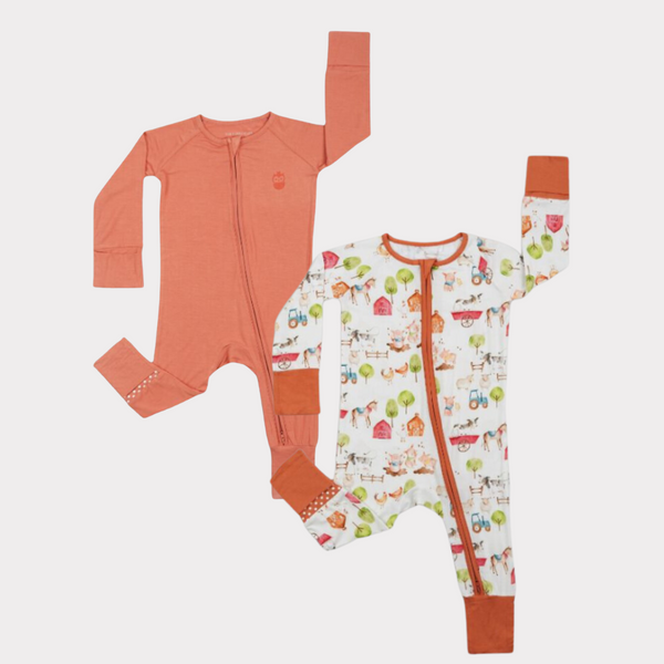 Farm Buddies & Copper Kiss Long Sleeves Zipper Rompers combo