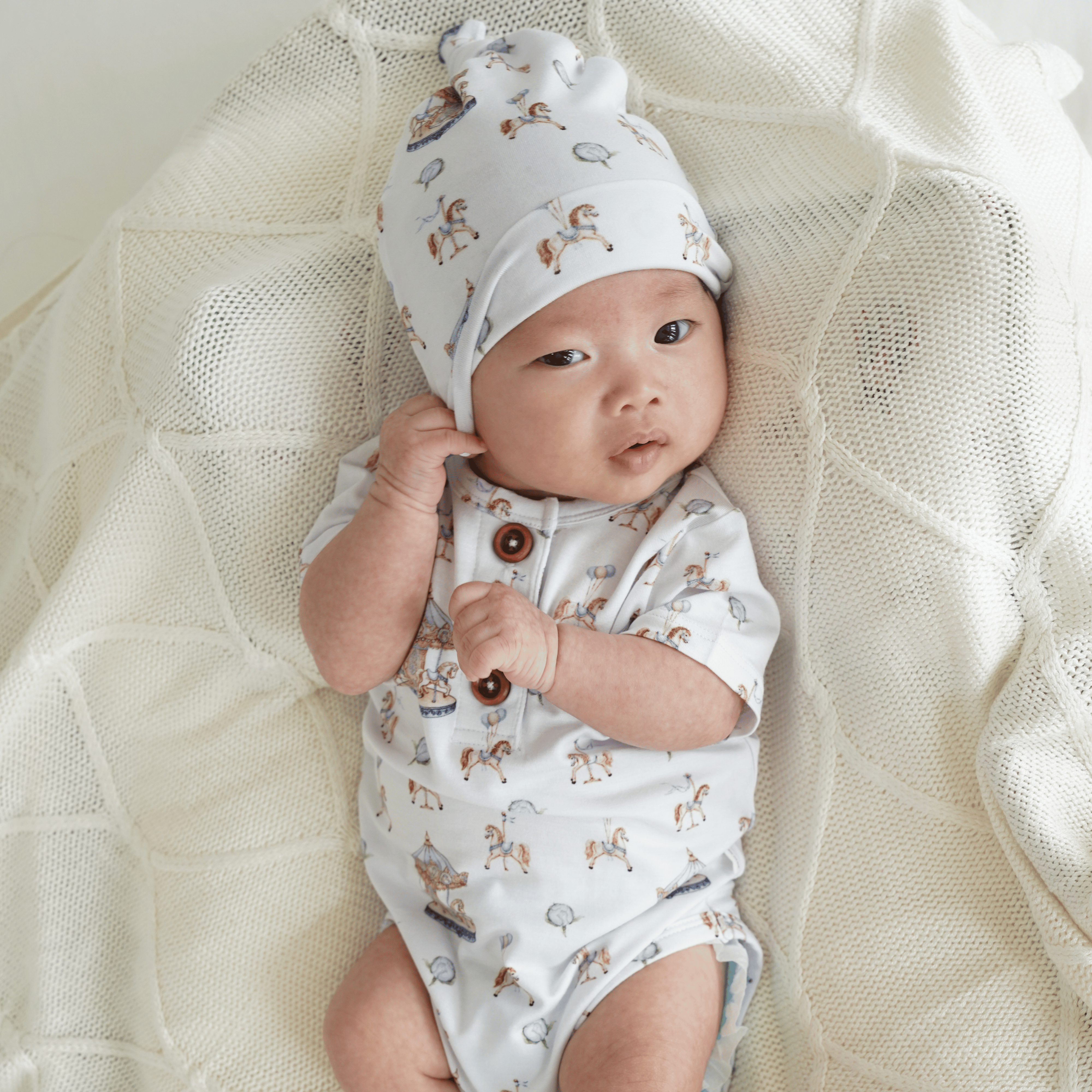 Carousel Blue Baby Boy Hat Beanie