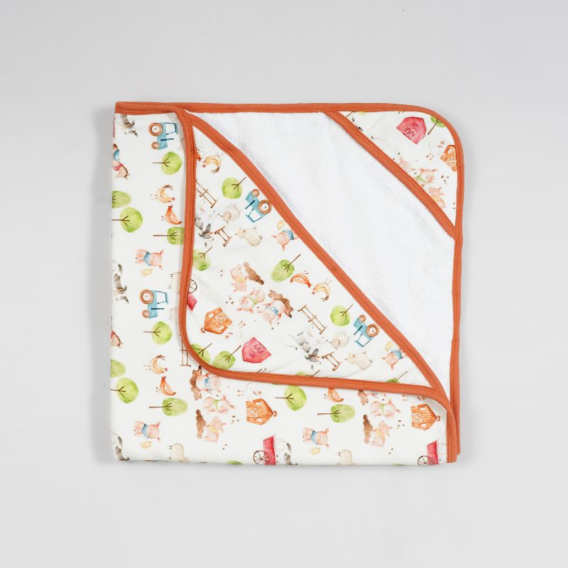 Farm Buddies Bamboo Baby Boy Hooded Towel