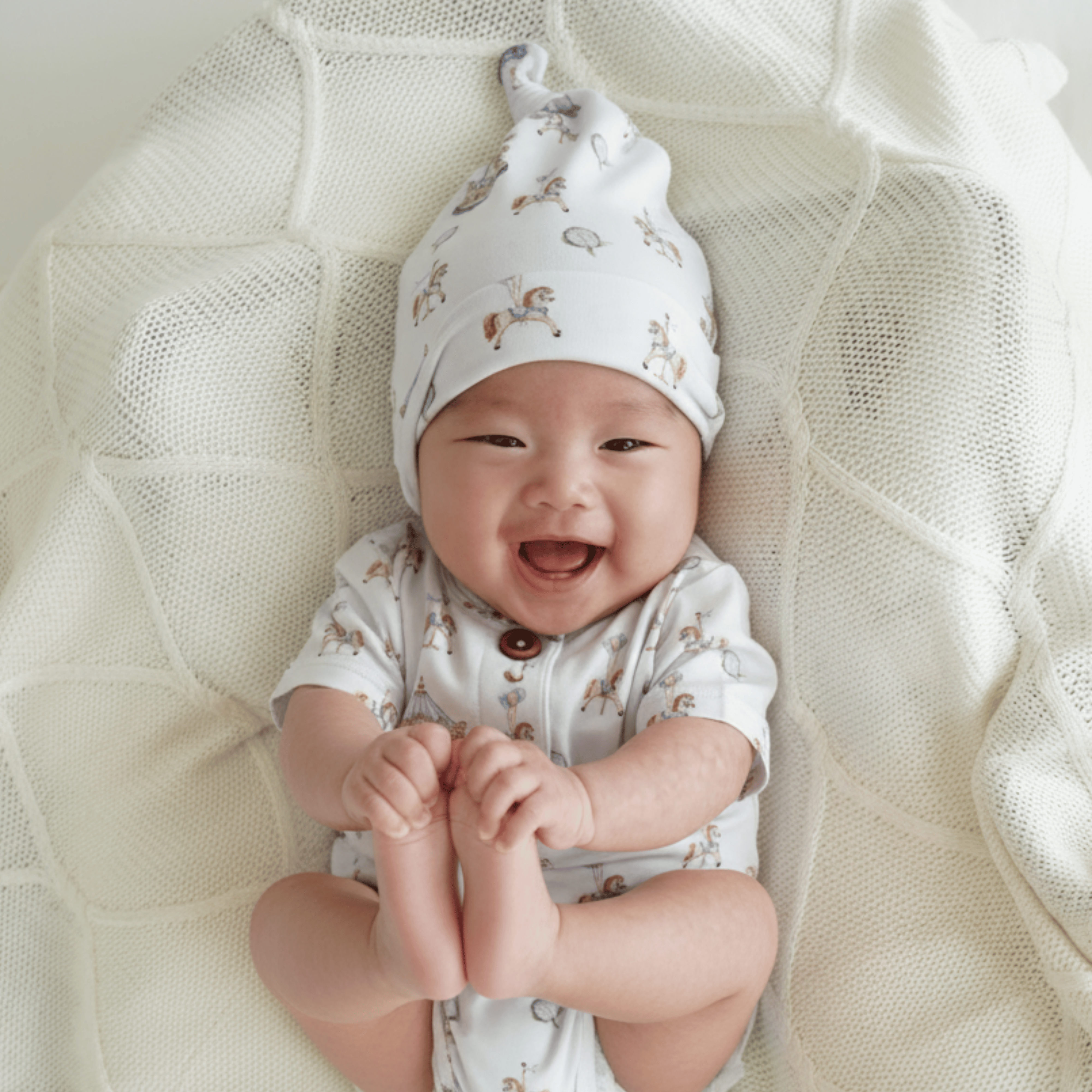 Carousel Blue Baby Boy Hat Beanie