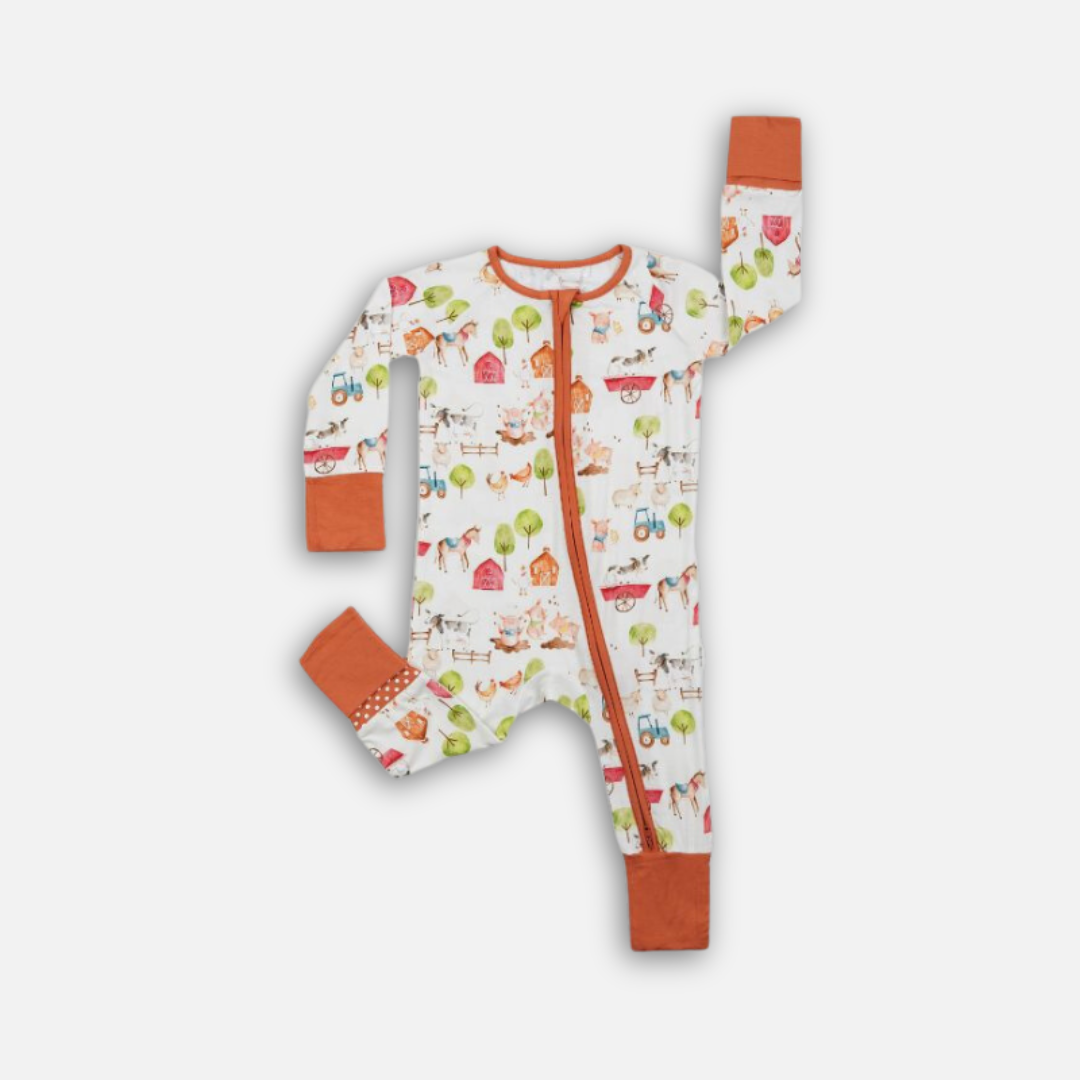 Farm Buddies Long Sleeves Zipper Romper For Baby