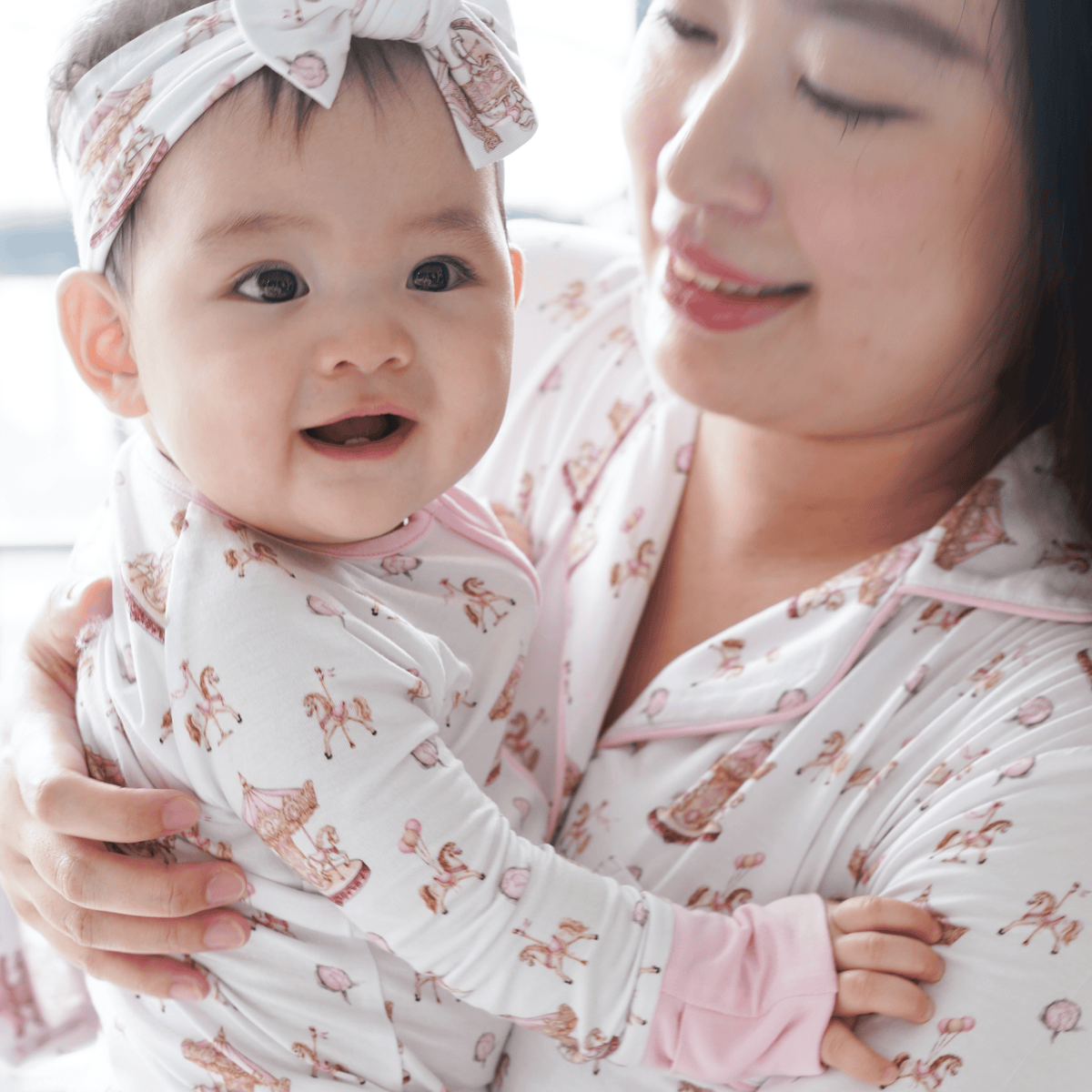 Carousel Blue Pyjama Set and Rose Long Selvees Zipper