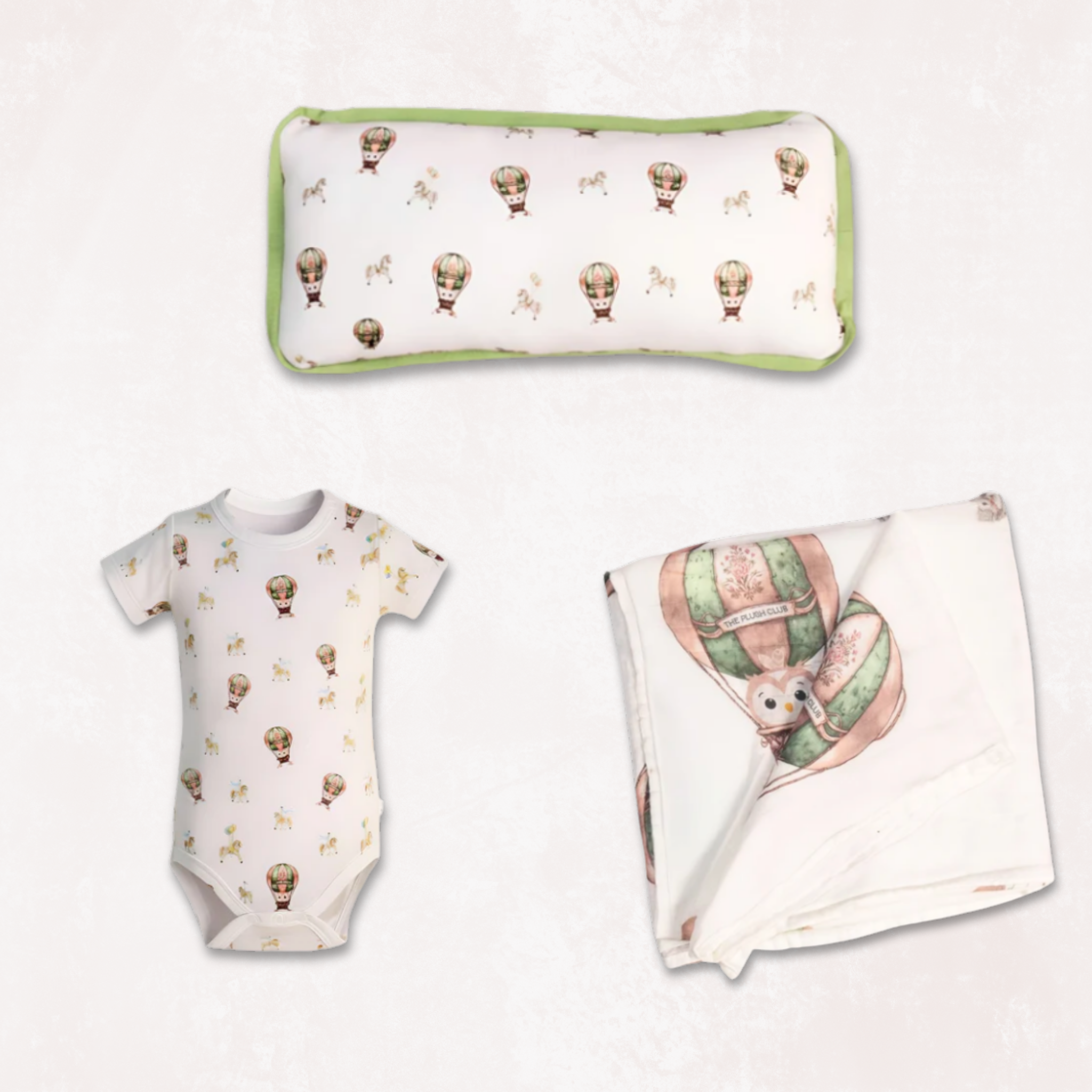Owl Voyage Plush Sleep Buddy Pillow, Onesie and Owl Voyage Muslin Bamboo Swaddle